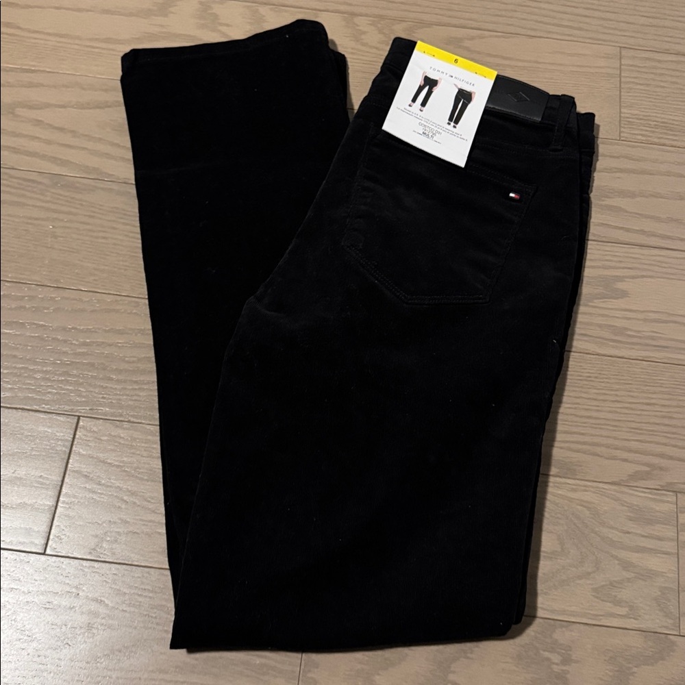 Size 6 TOMMY HILFIGER STRAIGHT-LEG CORDUROY PANTS - Black - Picture 3 of 6